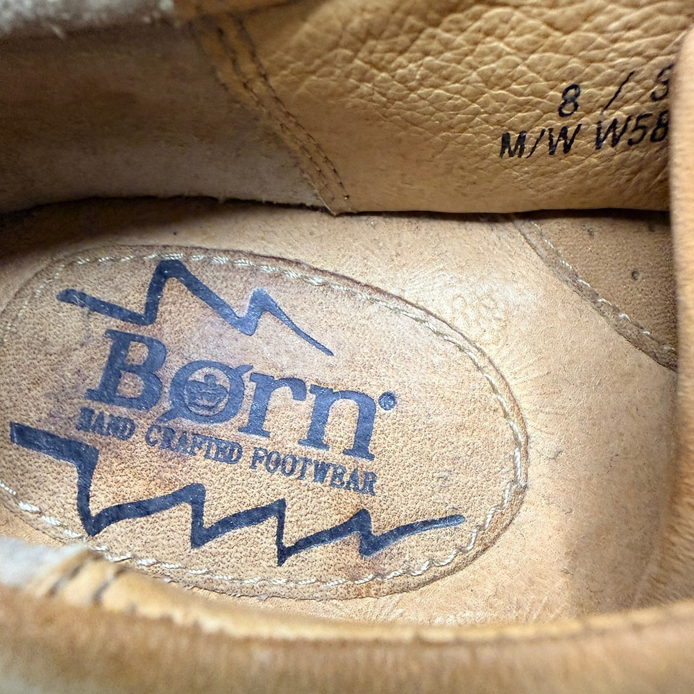 Born W58008 Tan Leather Moc Toe Oxford Shoes Women's Size 8 EU 39 - Picture 4 of 14